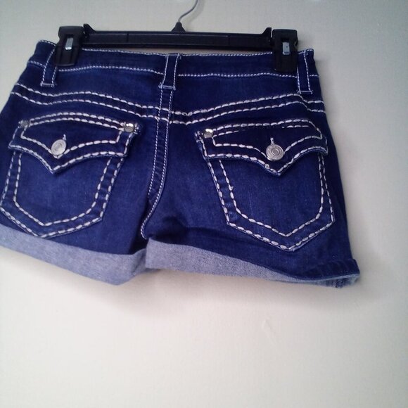 Knox Rose Shorts Women 2 Midi Short Button Pocket Large Stitching Roll Hem Blue - Picture 13 of 13